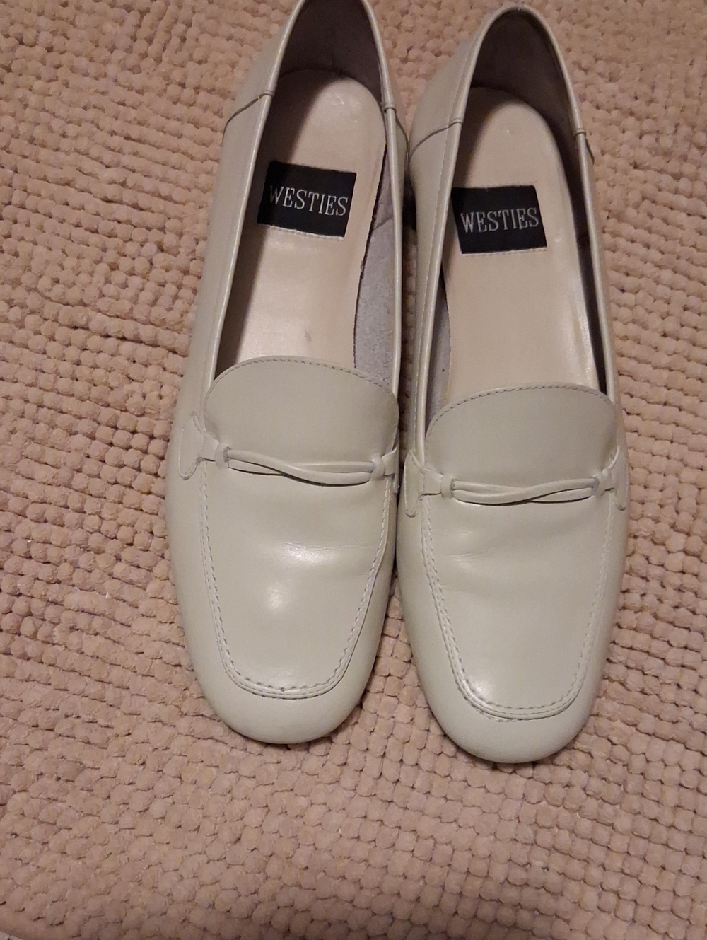 Westies Cream Leather Loafers — Sleek Slip-On Flats